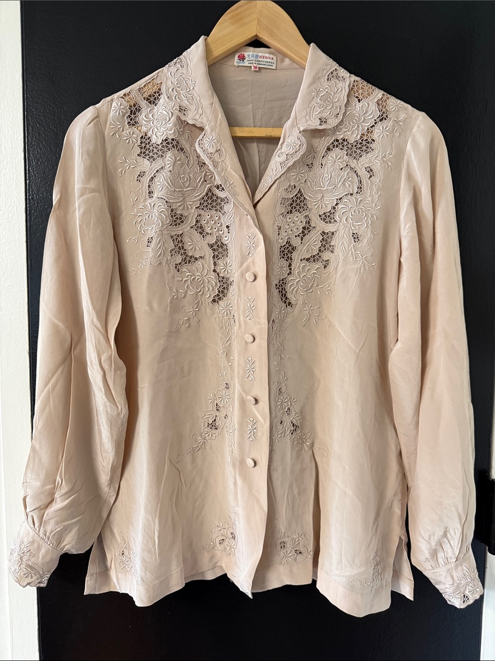 Peony 100% silk hand embroidered top
